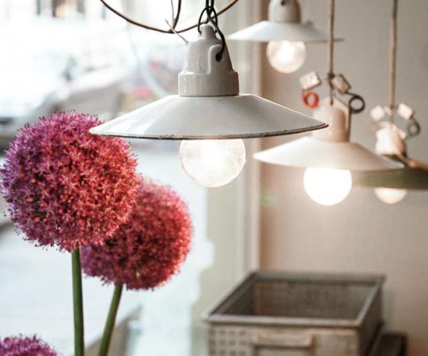 Vintage Industriemöbel Emaillelampe Industrielampe Blume Haengelampe