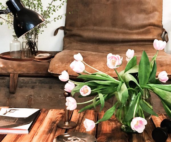 Vintage Industrial-StyleLeder Turnmatte Blumen Interior Dekoration